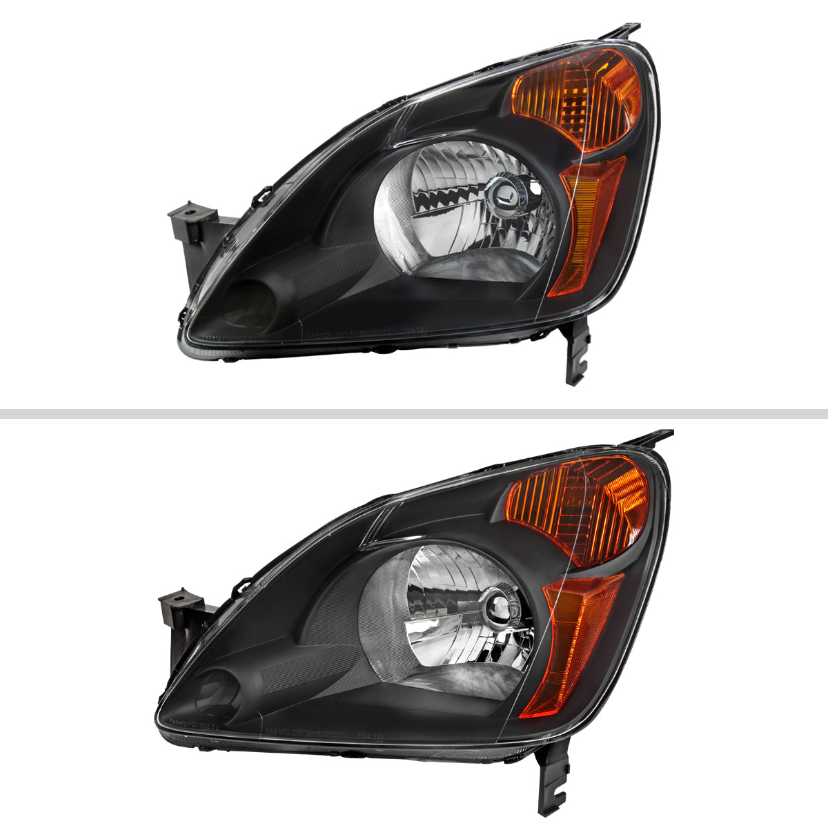Spec-D 02-04 Honda CR-V Headlights OEM Style Black Amber