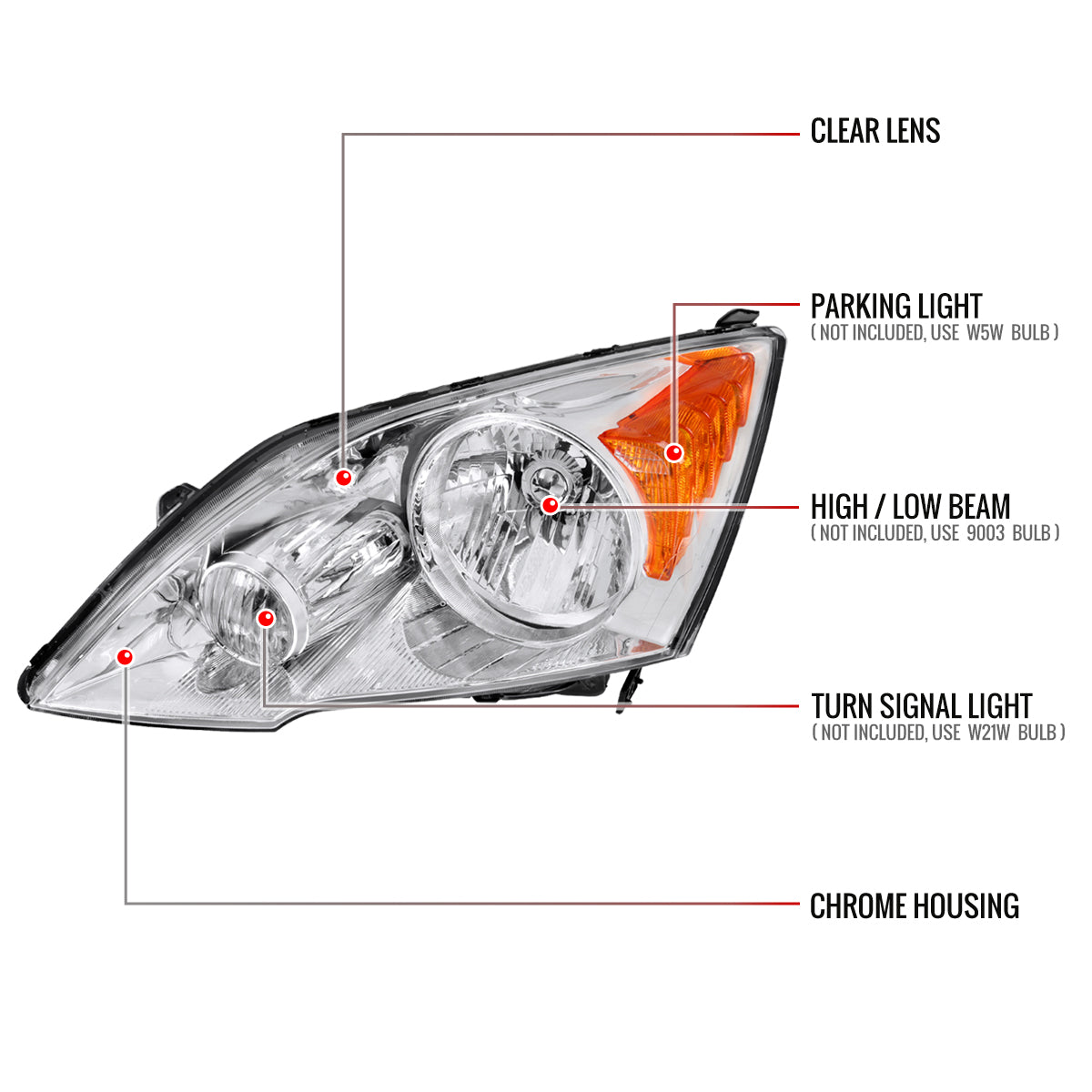 Spec-D 07-11 Honda CR-V OEM Style Headlights Chrome/Clear