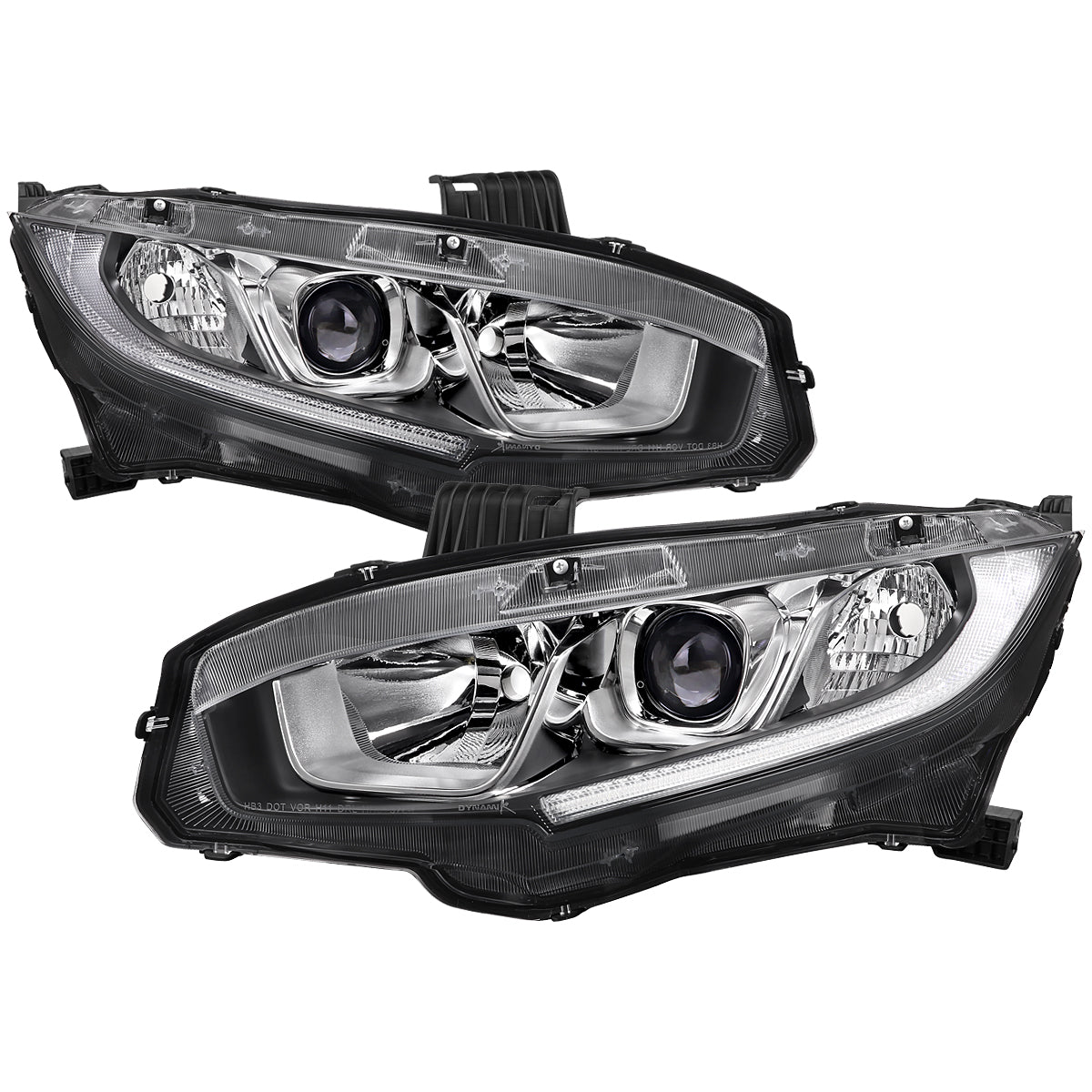 Spec-D 16-21 Honda Civic Projector Headlights OEM Style Chrome