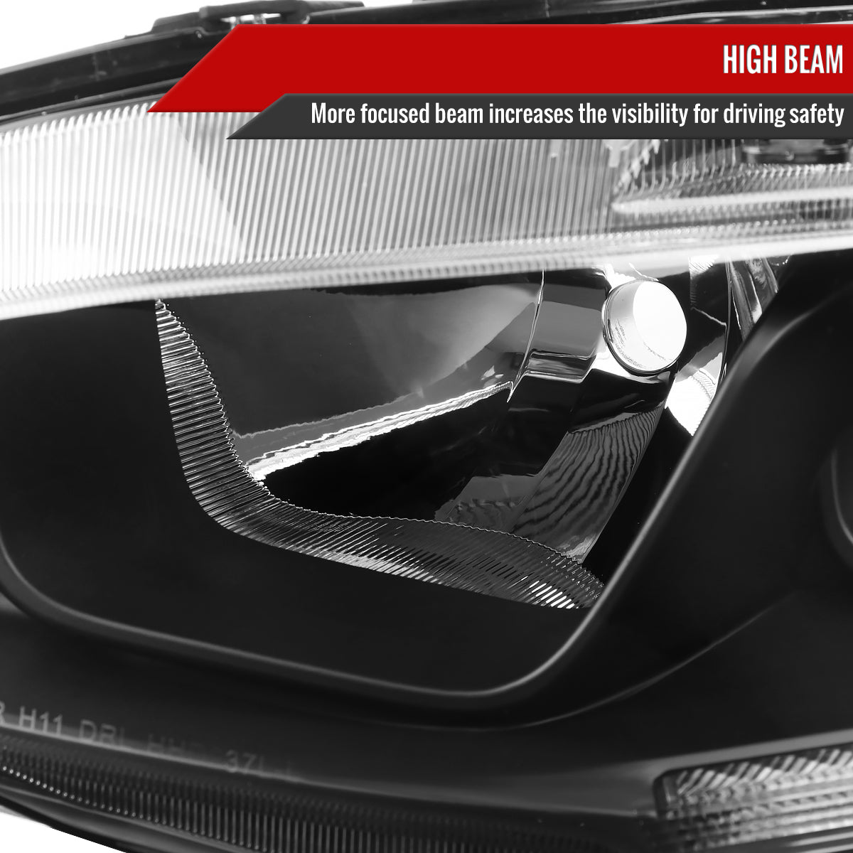 Spec-D 16-21 Honda Civic Headlights OEM Style Projector Black.