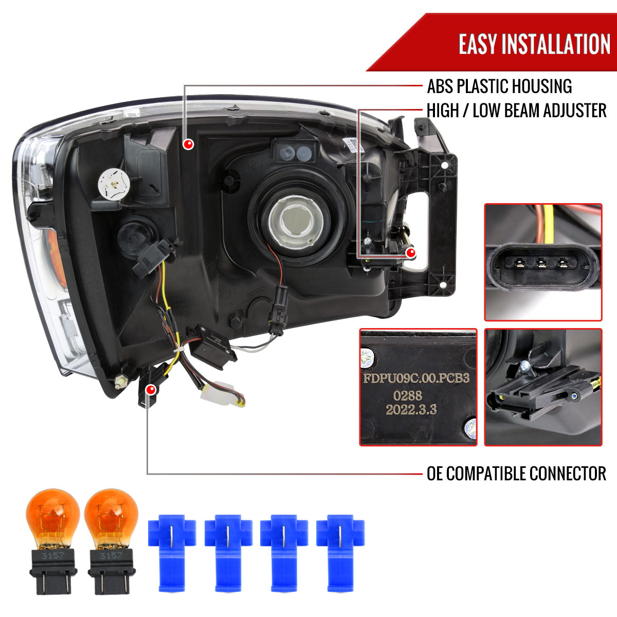 Spec-D 06-08 Ram 1500/06-09 Ram 2500 3500 Tube with Headlights