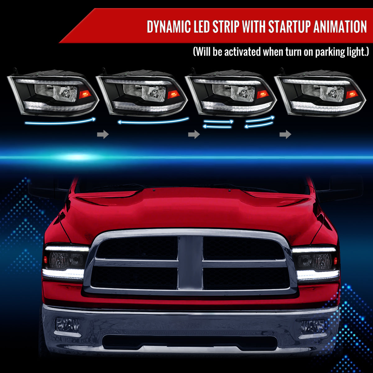 Spec-D 09-18 Ram 1500/10-18 Ram 2500 3500 Sequetial Headlights Black