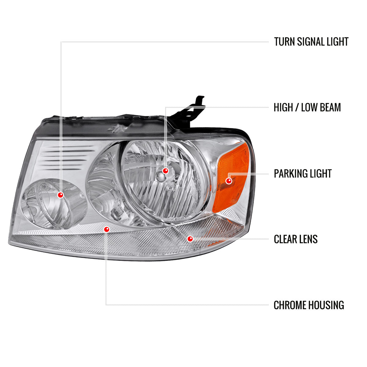 Spec-D 04-08 Ford F-150 Mark LT Headlights Dual Halo Projector Chrome