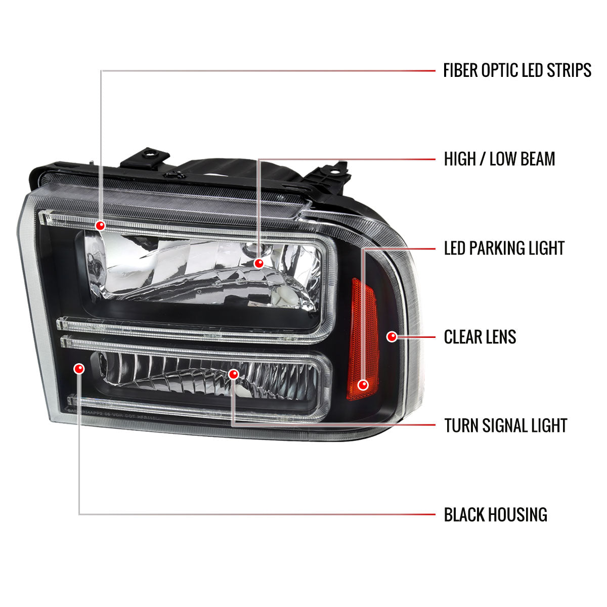 Spec-D 05-07 F250/F350/F450/F550 Super Duty Headlights OEM Style Black