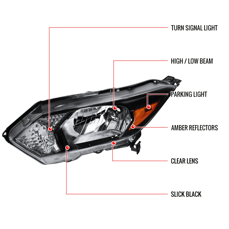 Spec-D 16-18 Honda HR-V Driver Headlight Black Replacement