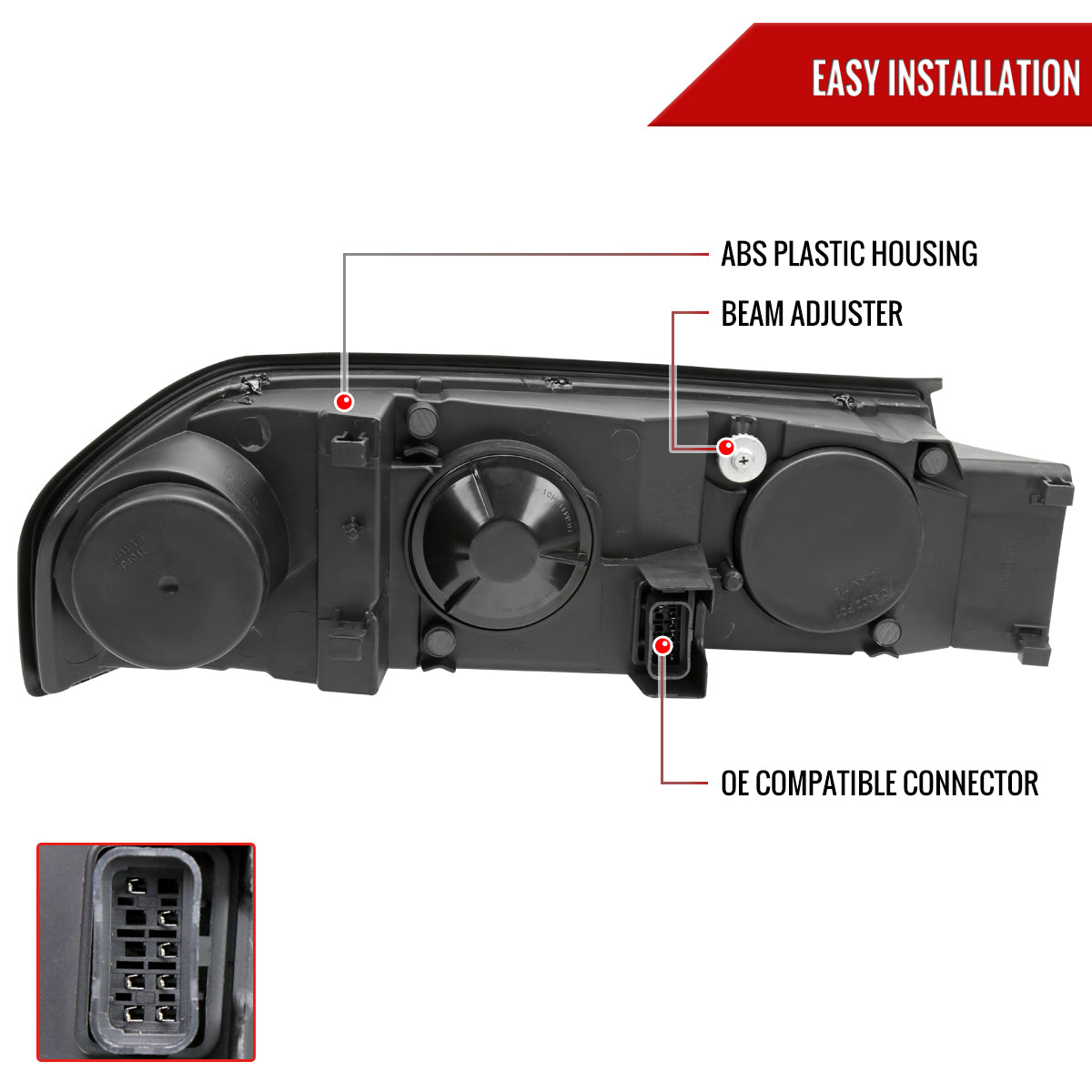 Spec-D 00-05 Chevy Impala Headlights LED Bar OEM Style Black/Smoked