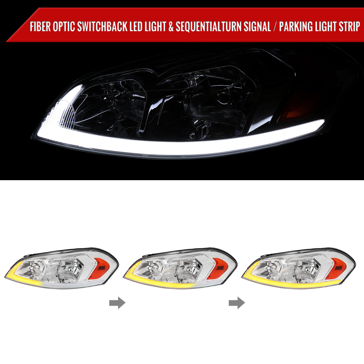 Spec-D 06-16 Chevy Impala Headlights LED Bar OEM Style.