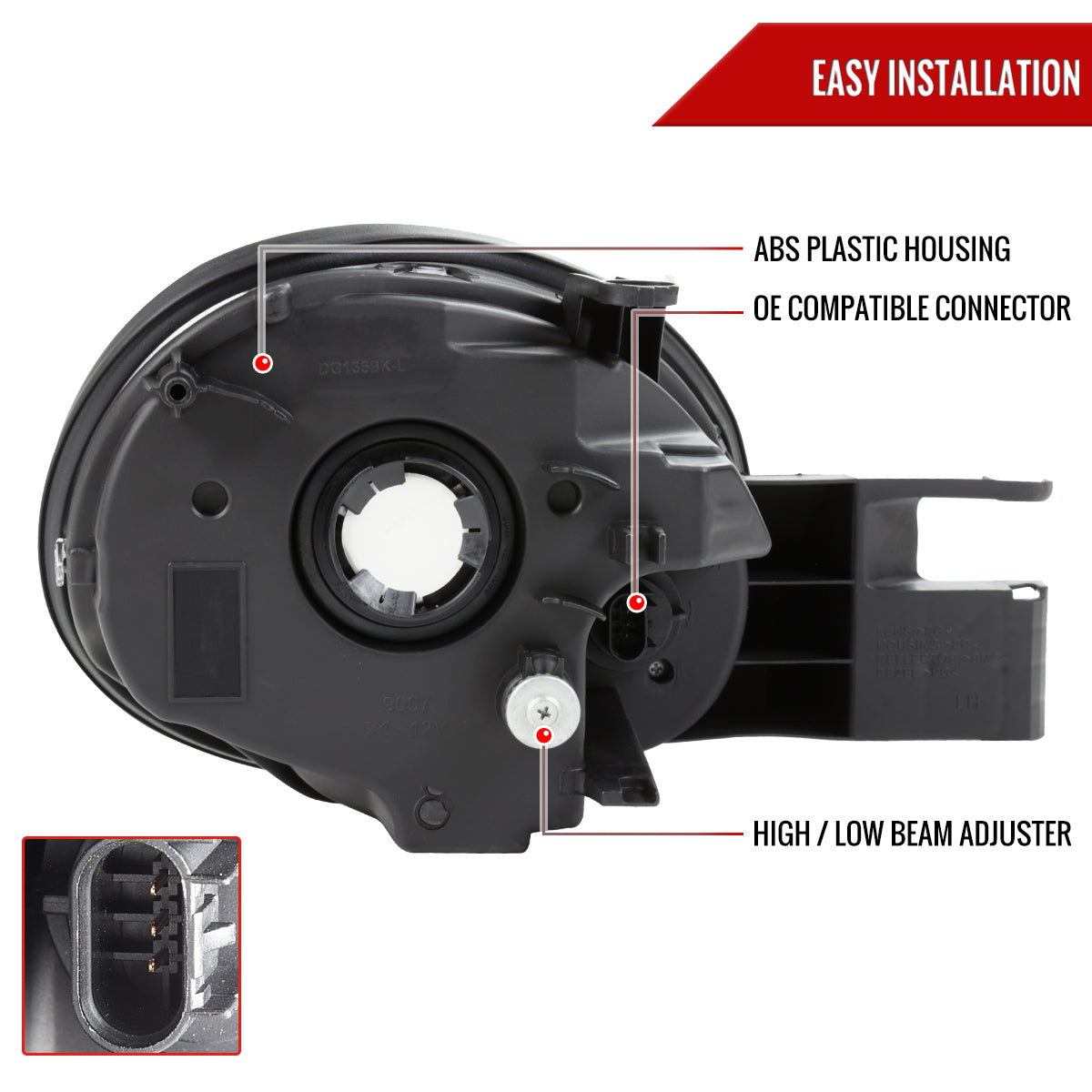 Spec-D 03-05 Dodge Neon Headlights OEM Style Matte Black/Clear