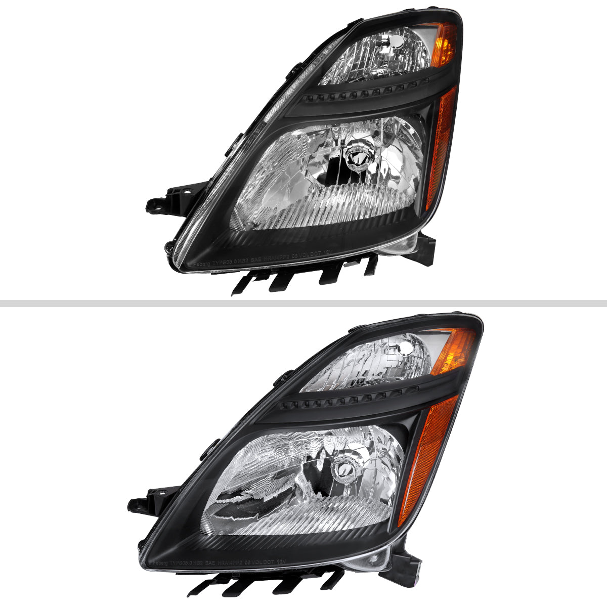 Spec-D 06-09 Prius OE Style with Amber Reflector Headlights Black