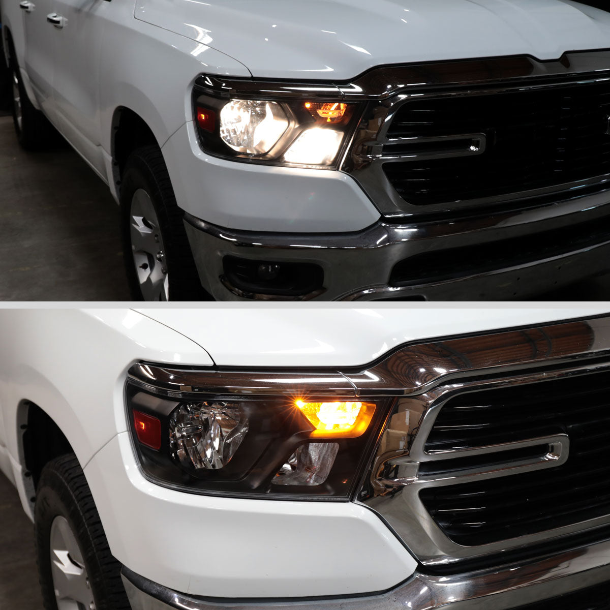 Spec-D 19-24 Ram 1500 Passenger Headlight Black/Clear Replacement