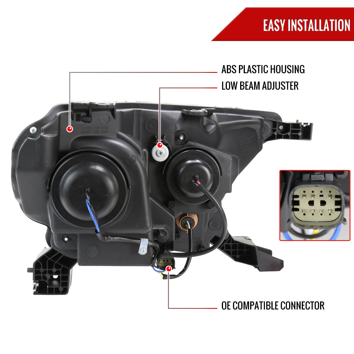 Spec-D 19-22 Ranger XL/XLT OE Style Halogen Black /Smoked Headlights