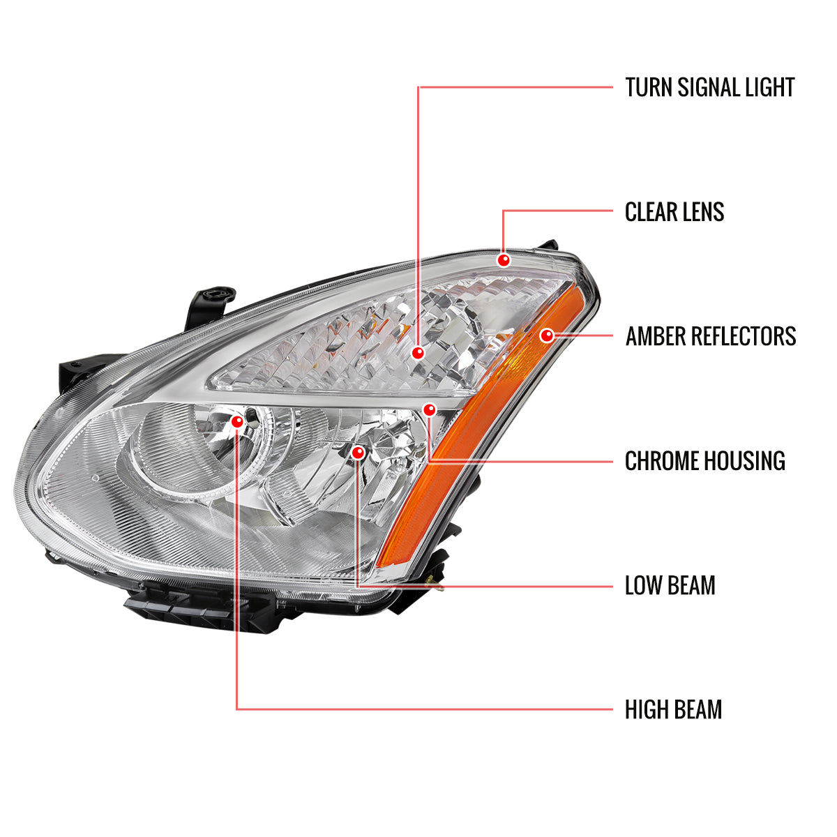 Spec-D 08-13 Rogue/14-15 Rogue Select Headlights OEM Style Chrome