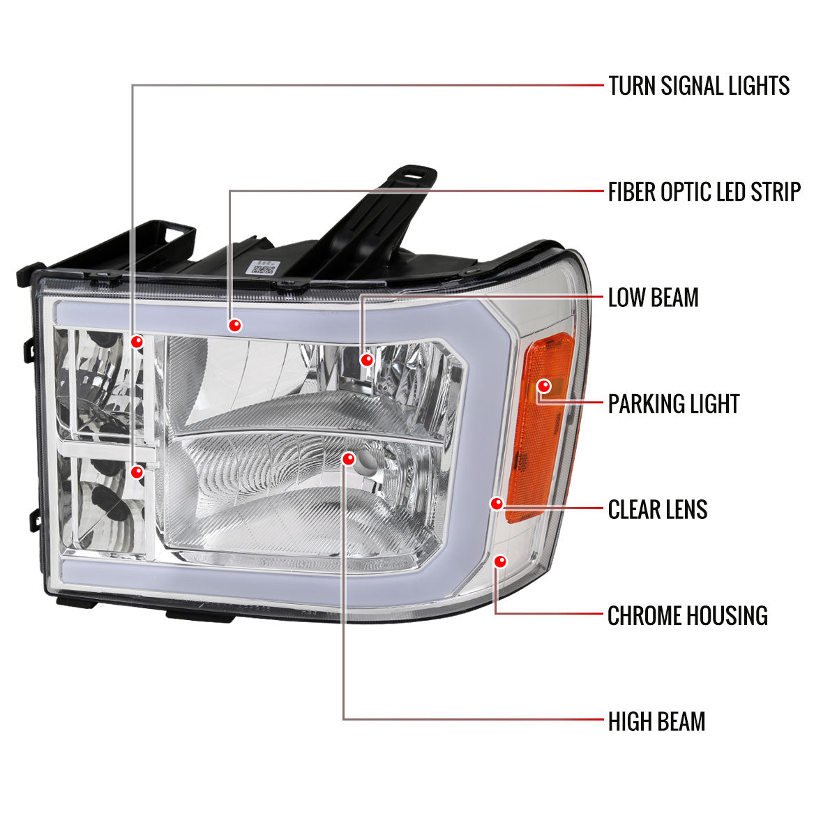 Spec-D 07-13 GMC Sierra 1500/07-14 1500HD 2500HD 3500HD Bar Headlights