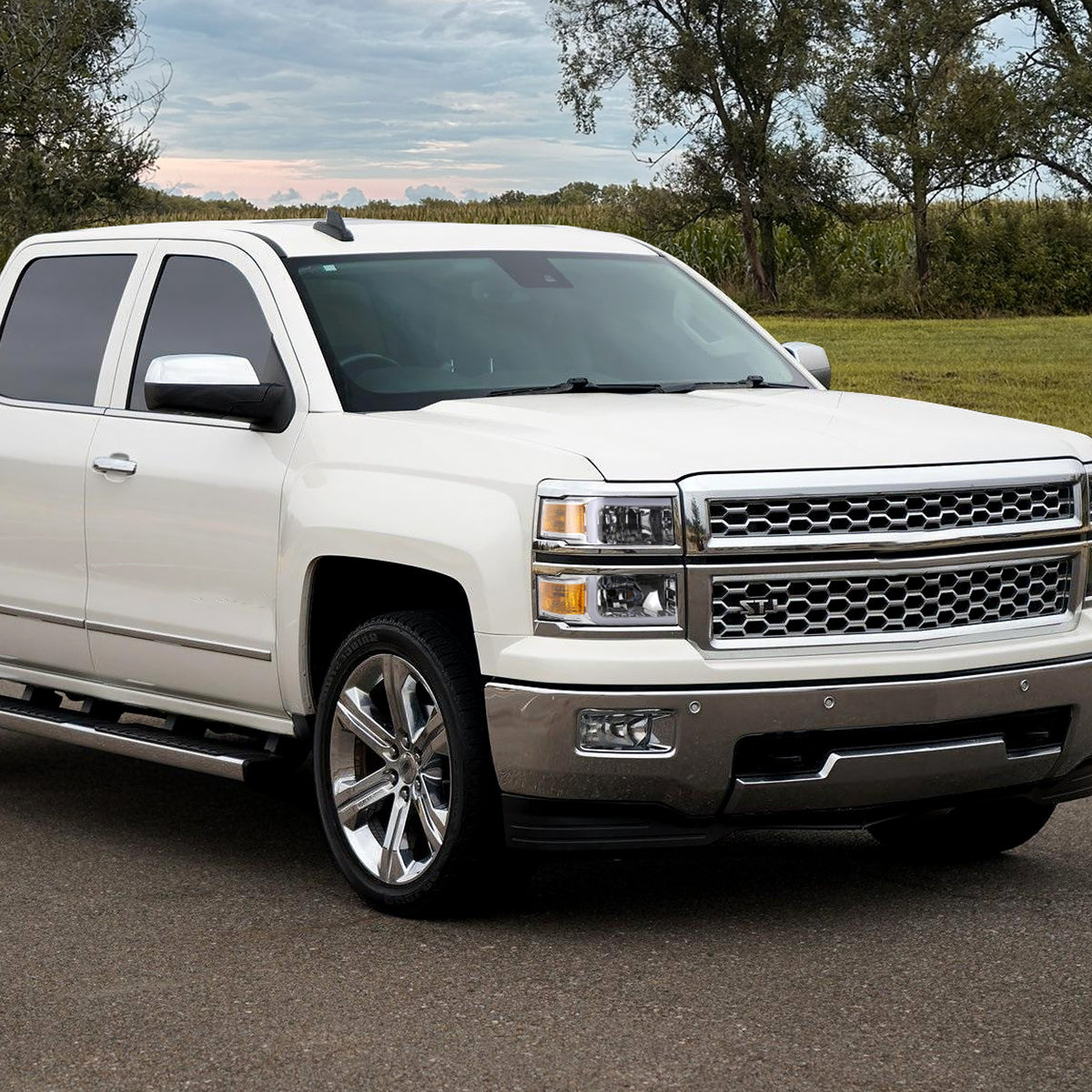 Spec-D 14-15 Chevy Silverado 1500 LED Bar OE Style Headlights Chrome