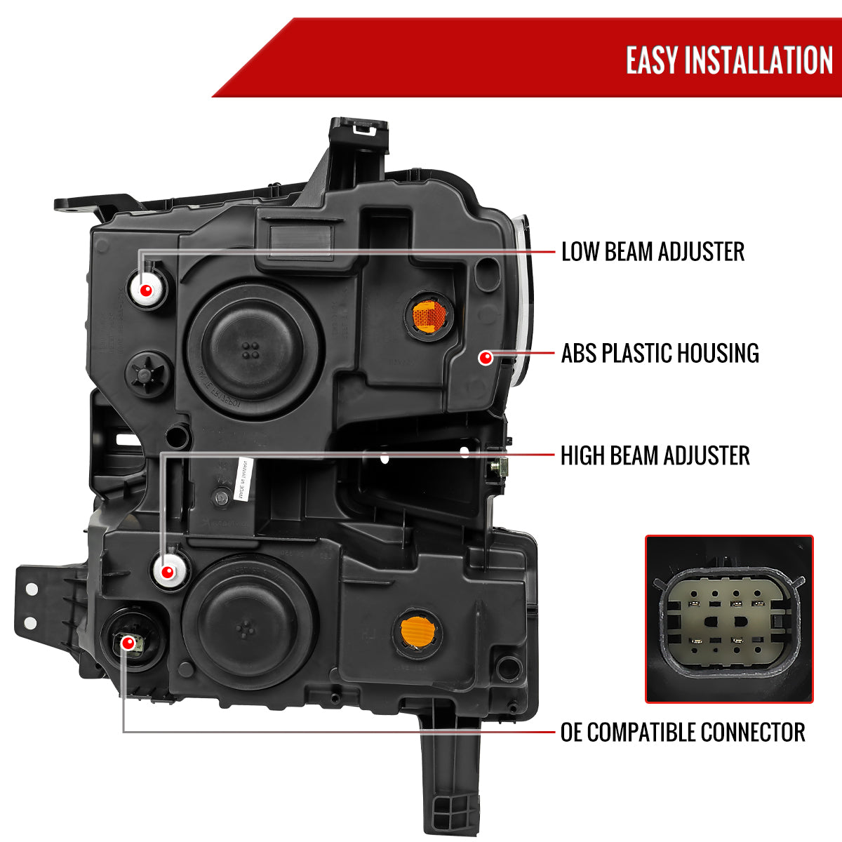 Spec-D 19-21 Silverado 1500 Passenger Projector Black Replacement