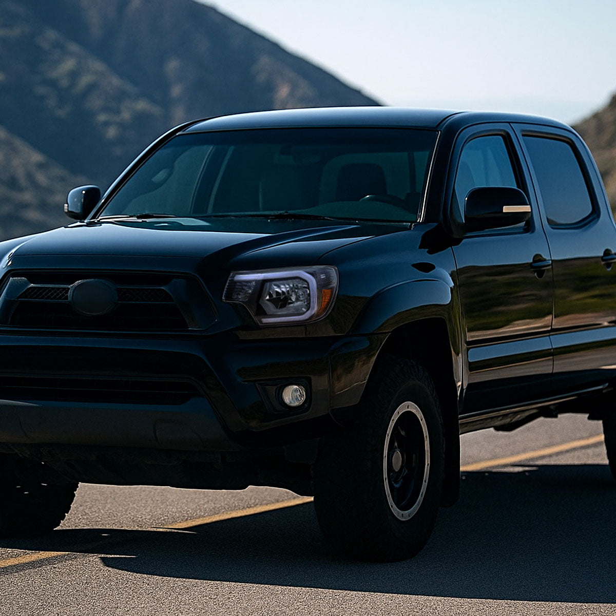 Spec-D 12-15 Tacoma Bar OE Style with Amber Reflector Headlights Black