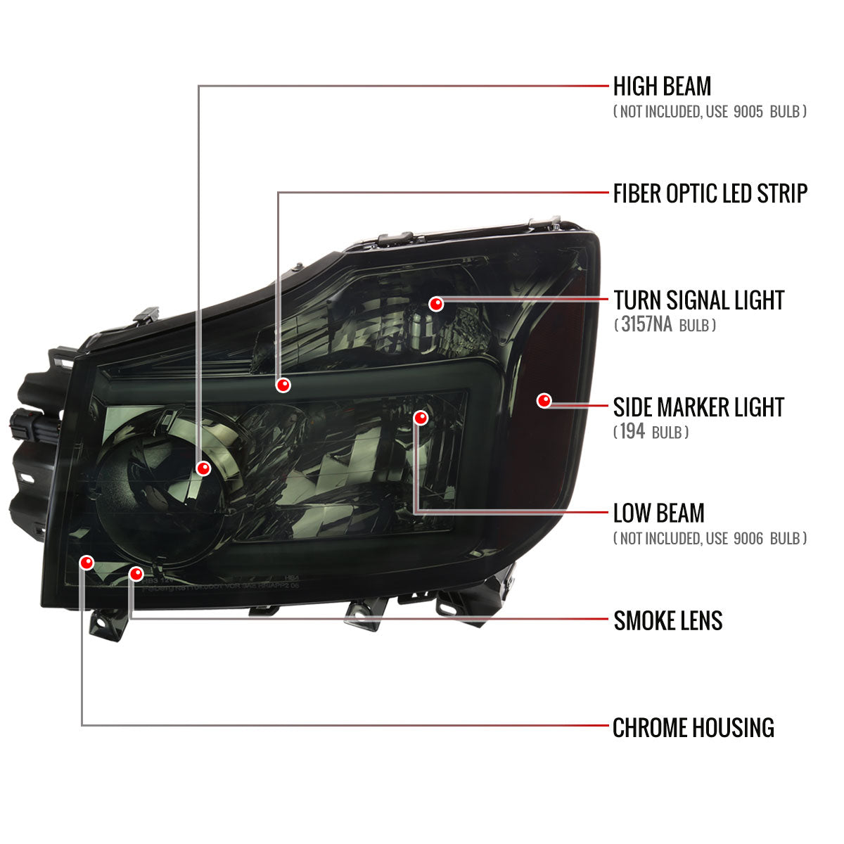 Spec-D 04-15 Nissan Titan Headlights Projector Smoked G3