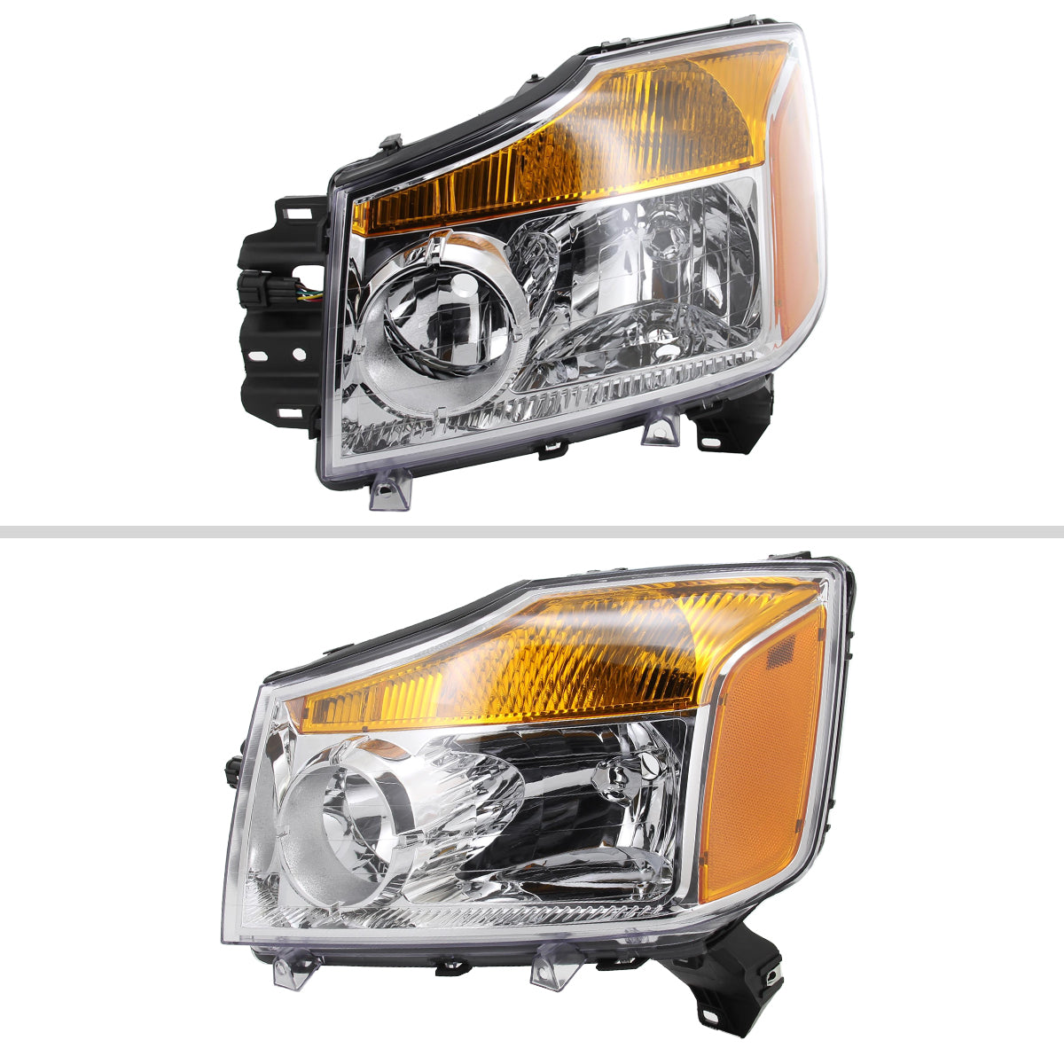 Spec-D 04-15 Nissan Titan 04-07 Armada Headlights Chrome/Clear Amber