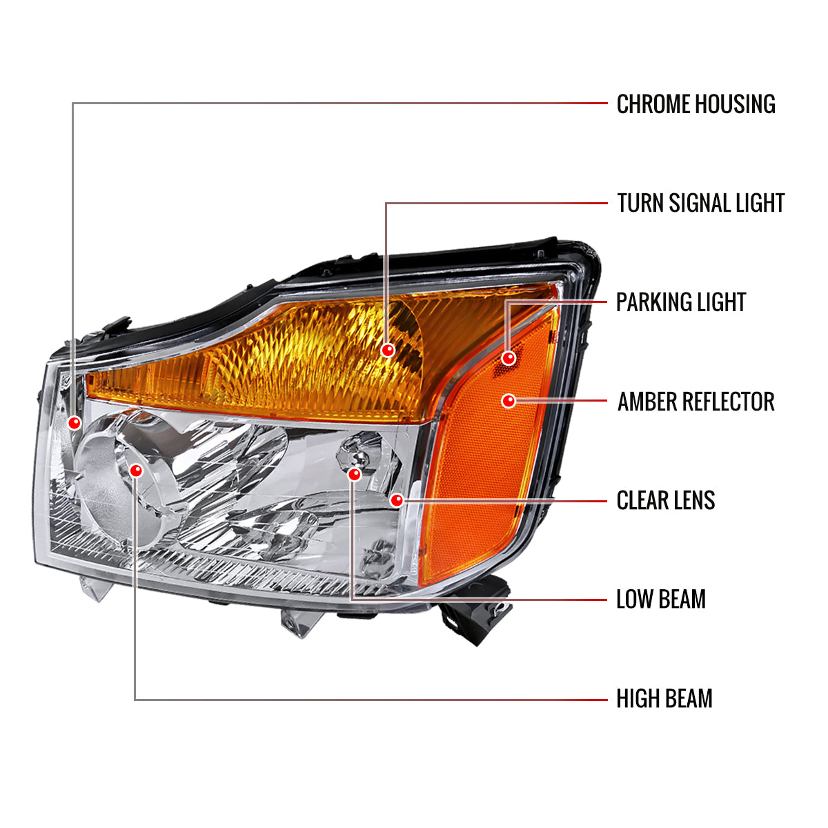 Spec-D 04-15 Nissan Titan 04-07 Armada Headlights Chrome/Clear Amber