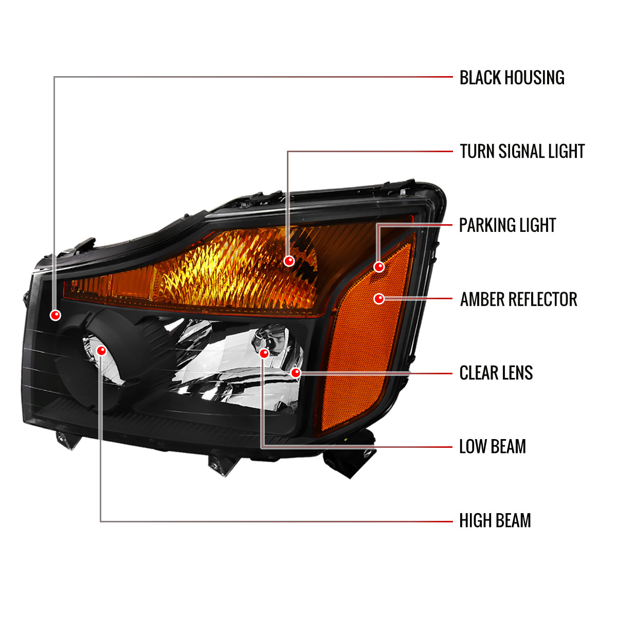 Spec-D 04-15 Nissan Titan/ 04-07 Armada Headlights OEM Style Black