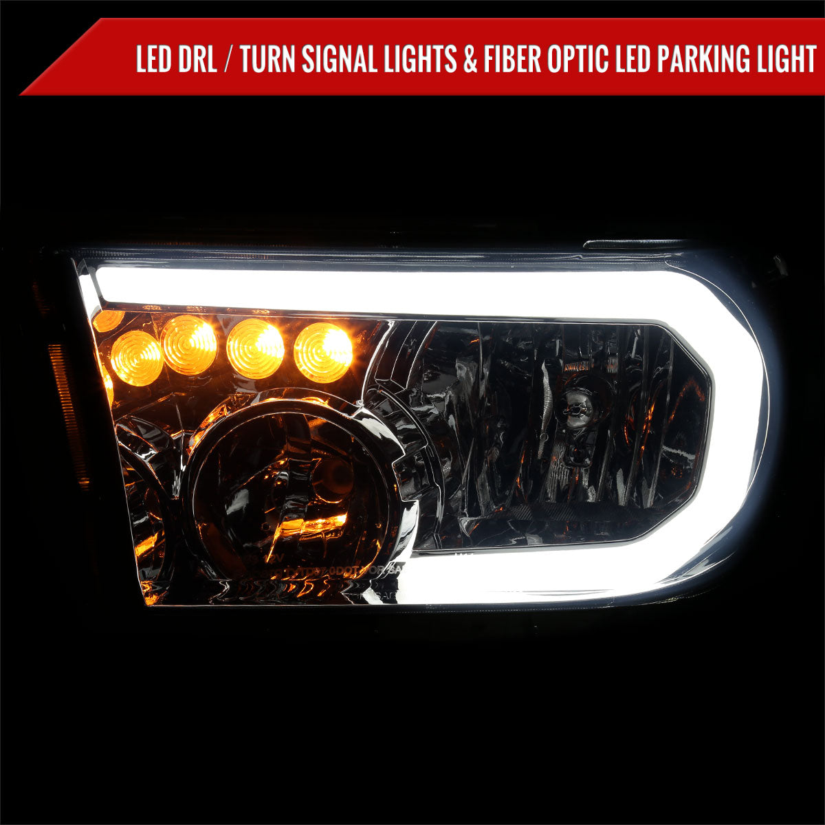 Spec-D 07-13 Tundra/08-17 Sequoia Headlights LED Tube Smoked