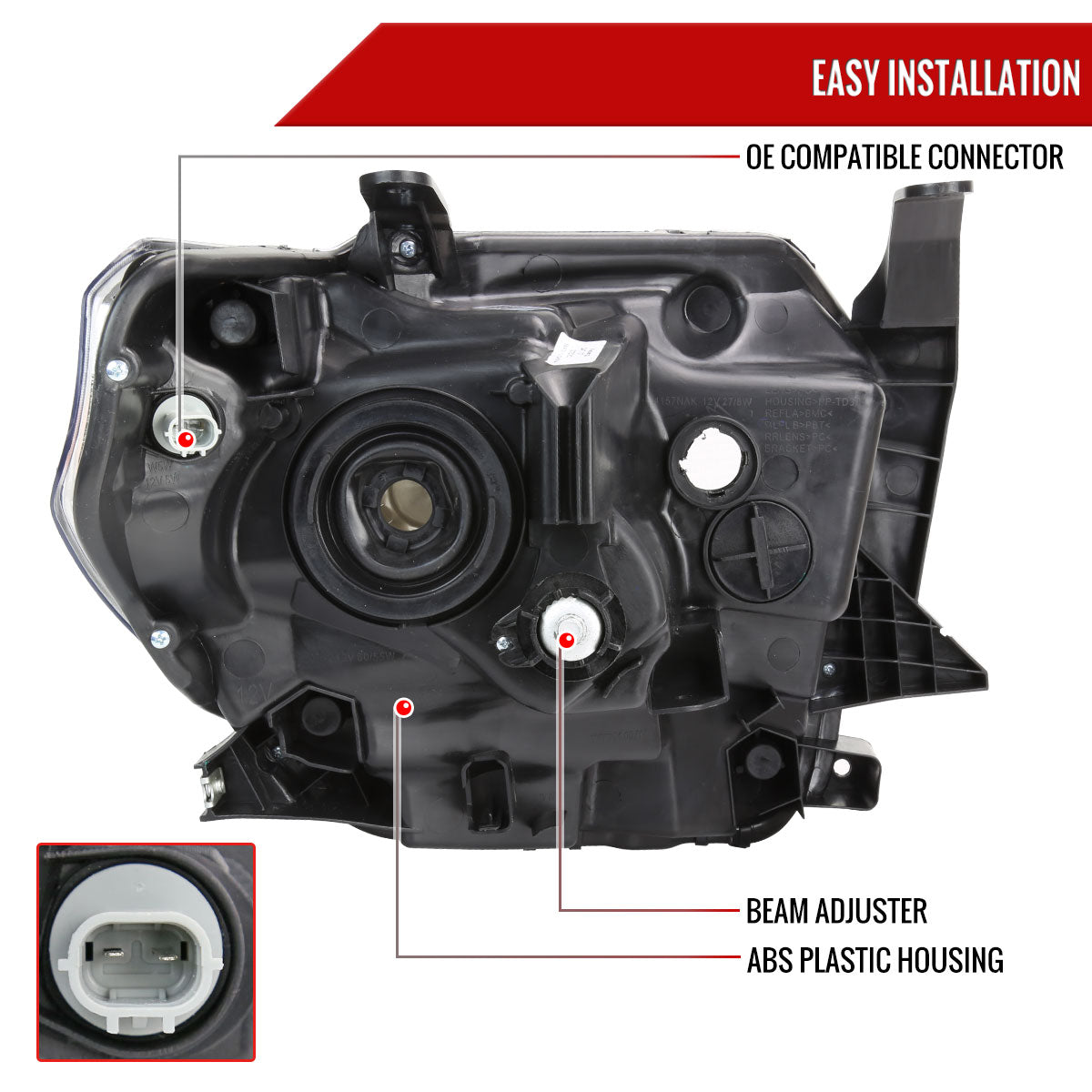Spec-D 14-21 Tundra Headlights LED Bar OEM Style Black