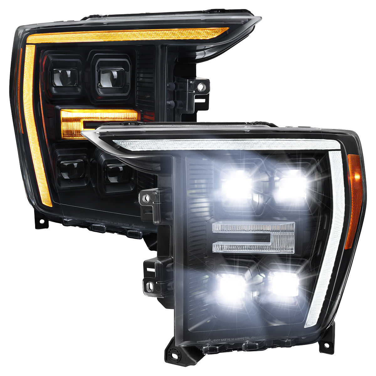 Spec-D 21-23 F-150 SEQ Projector Headlights Halogen Matte Black/Clear