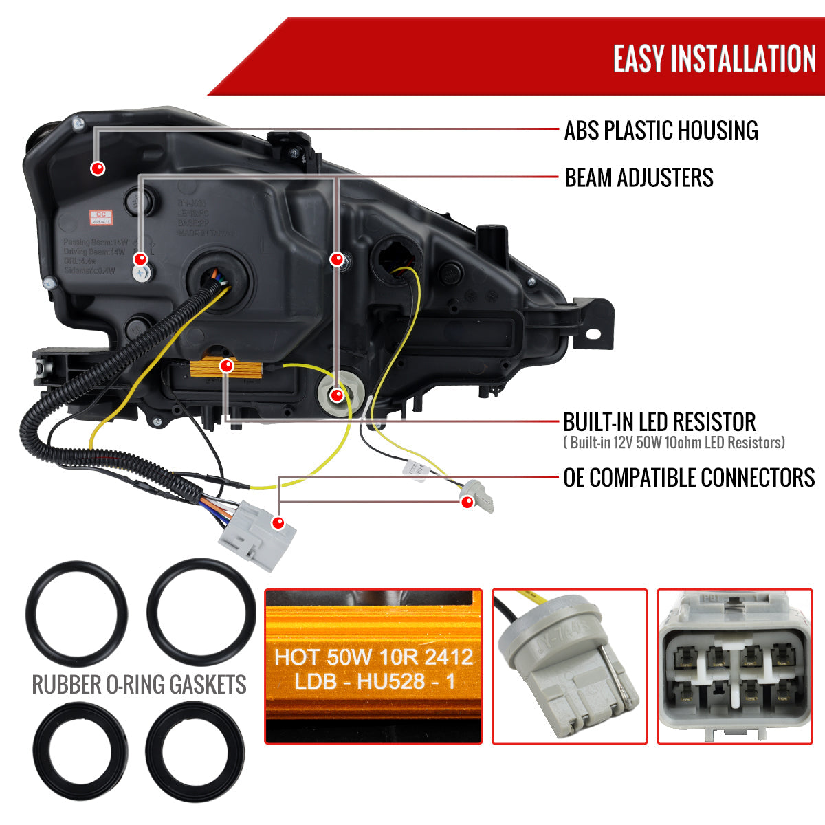 Spec-D 14-16 Lexus IS250 IS350 Project Headlights Matte Black