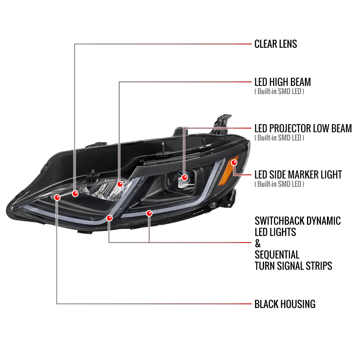 Spec-D 19-24 Chevy Malibu Headlights Switchback Sequential LED Black