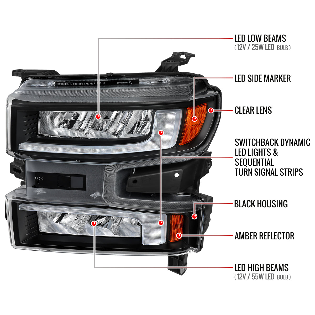 Spec-D 19-21 Chevy Silverado 1500 Headlights with SEQ Turns Black