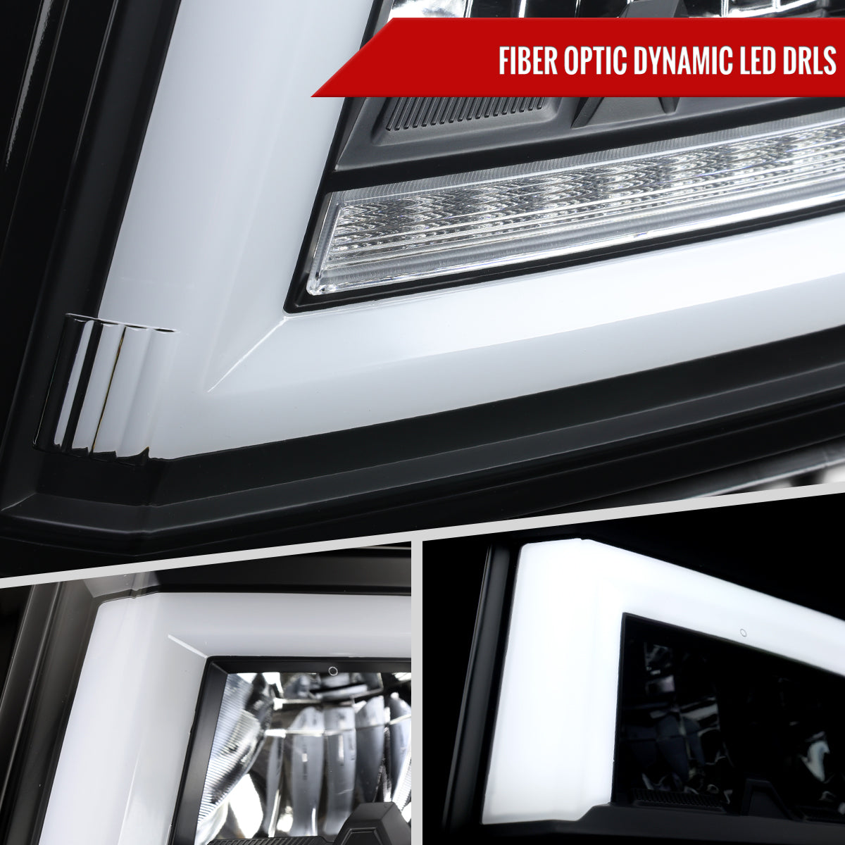 Spec-D 15-20 Chevy Tahoe Suburban Full DRL SEQ Matte Headlights Black