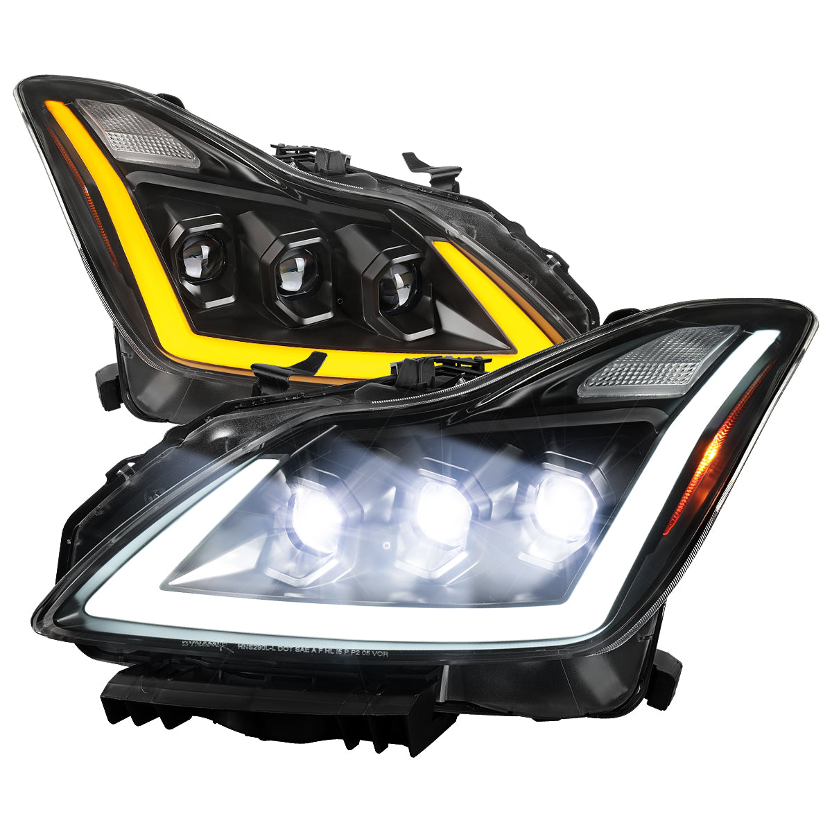Spec-D 08-13 G37 14-15 Q60 2DR Headlights Triple Projector Black/Clear