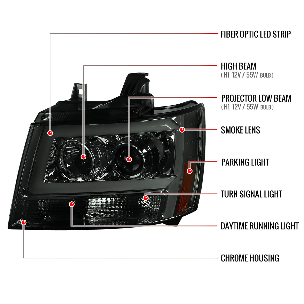 Spec-D 07-13 Avalanche 07-14 Tahoe Suburban Headlights Smoked