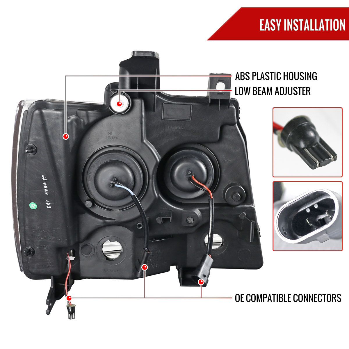 Spec-D 07-13 Avalanche 07-14 Tahoe Suburban Projector Headlights Black