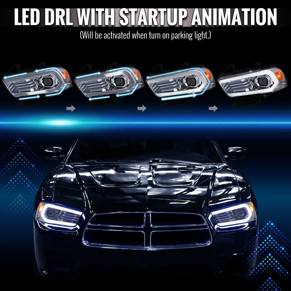 Spec-D 11-14 Dodge Charger Projector HID Headlight Chrome