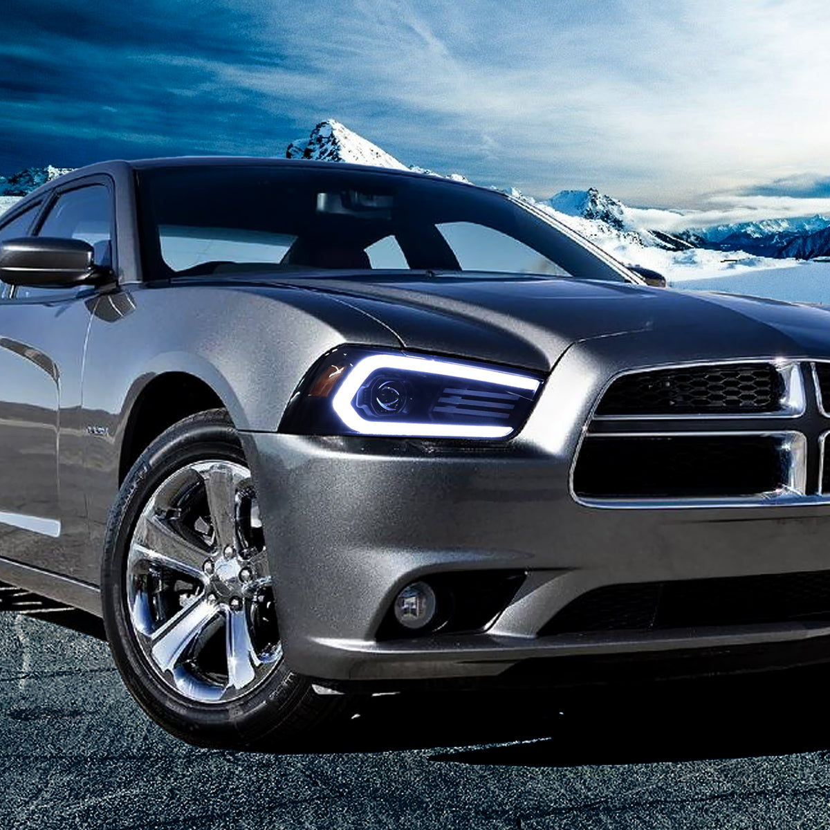 Spec-D 11-14 Dodge Charger Projector Headlights Sequential Black