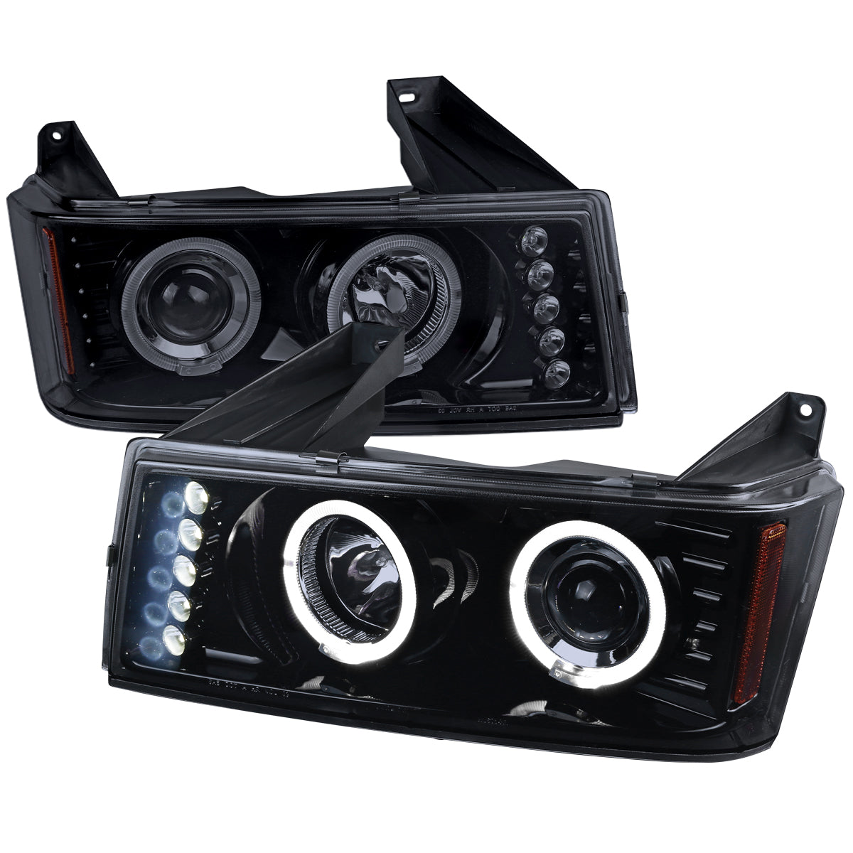 Spec-D 04-12 GMC Canyon/ Colorado Halo Headlights Black/Smoked