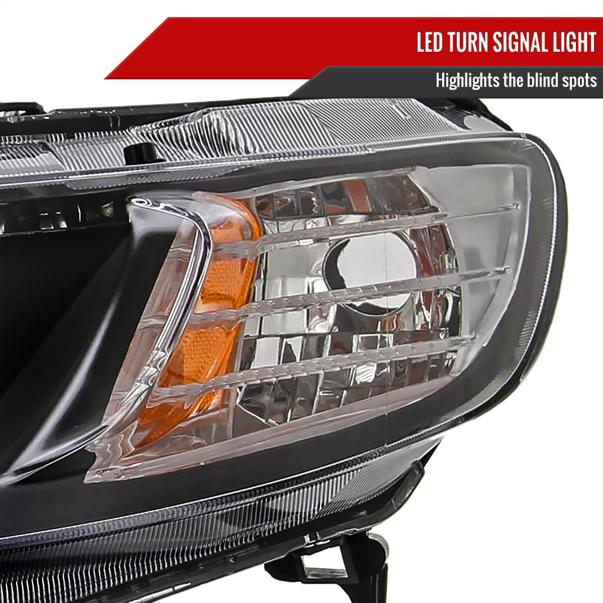 Spec-D 06-11 Honda Civic Sedan Headlights R8 LED Strip Black