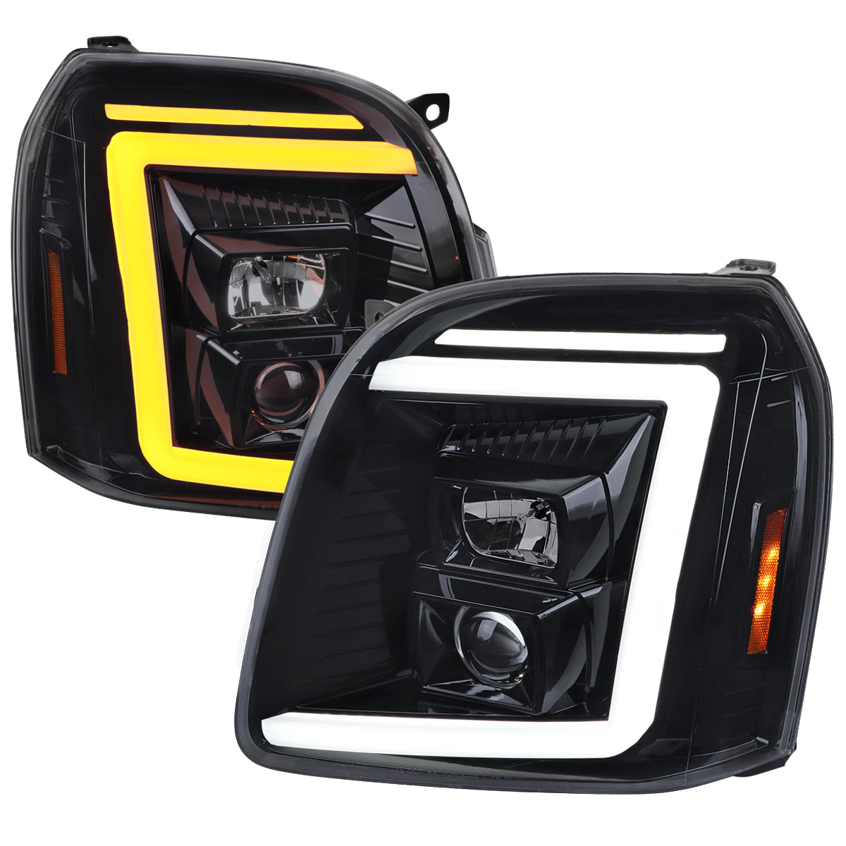 Spec-D 07-14 GMC Yukon/XL 1500/XL 2500 SEQ Headlights Black/Smoked