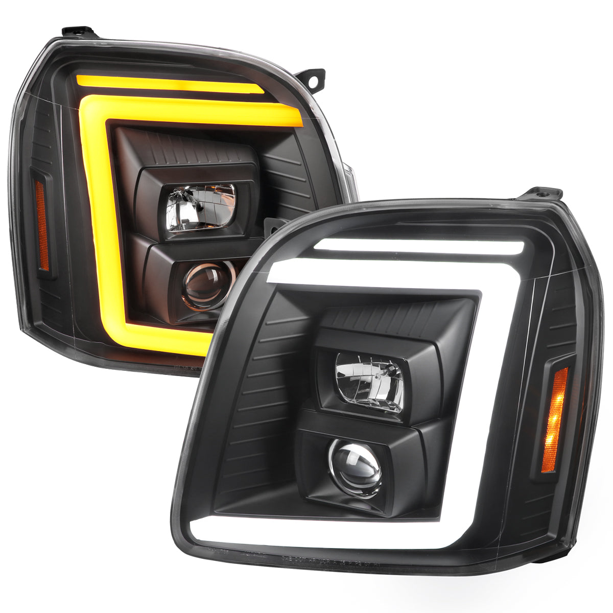 Spec-D 07-14 GMC Yukon Denali Headlights G2 Sequential Black/Clear