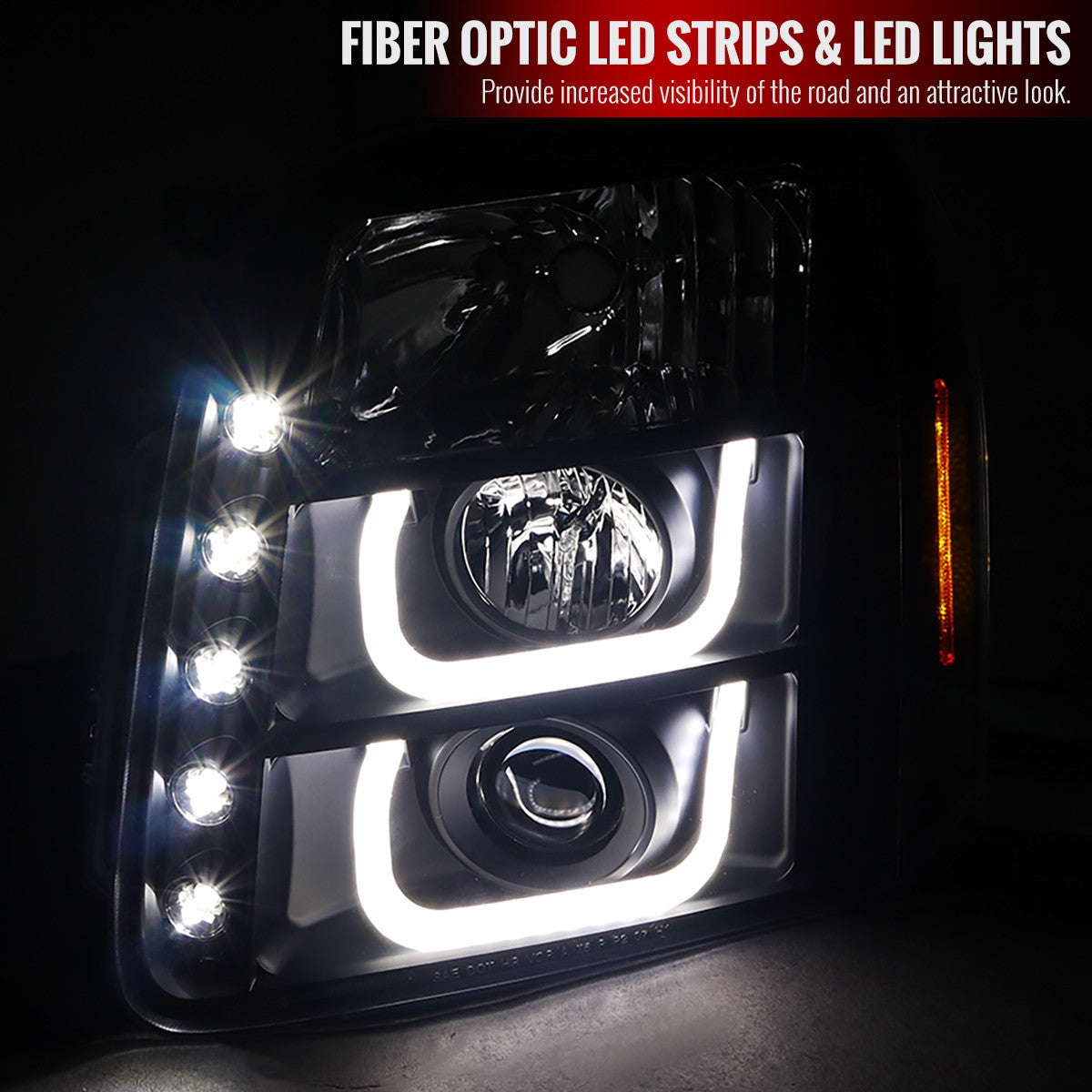Spec-D 07-14 GMC Yukon Denali 1500 2500 Headlights U-Bar Black