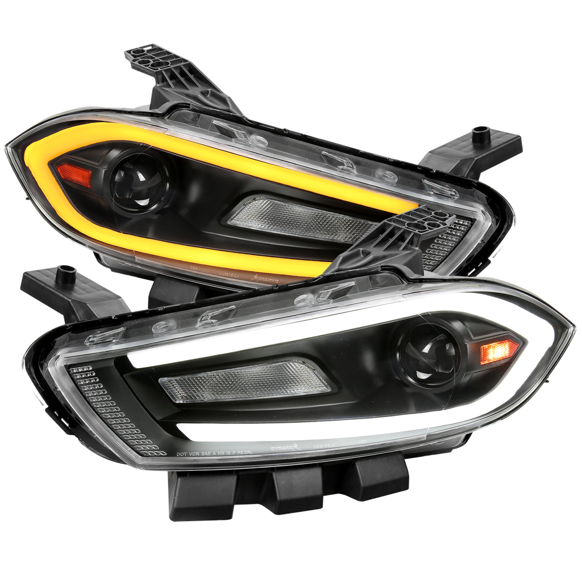 Spec-D 13-16 Dodge Dart Headlights SEQ Animated LED Bar Black