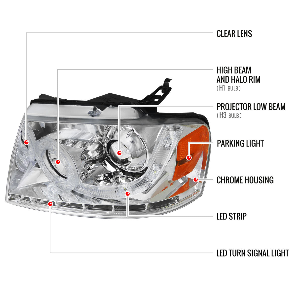 Spec-D 04-08 F-150/06-08 Lincoln Mark LT Halo Pro Headlights