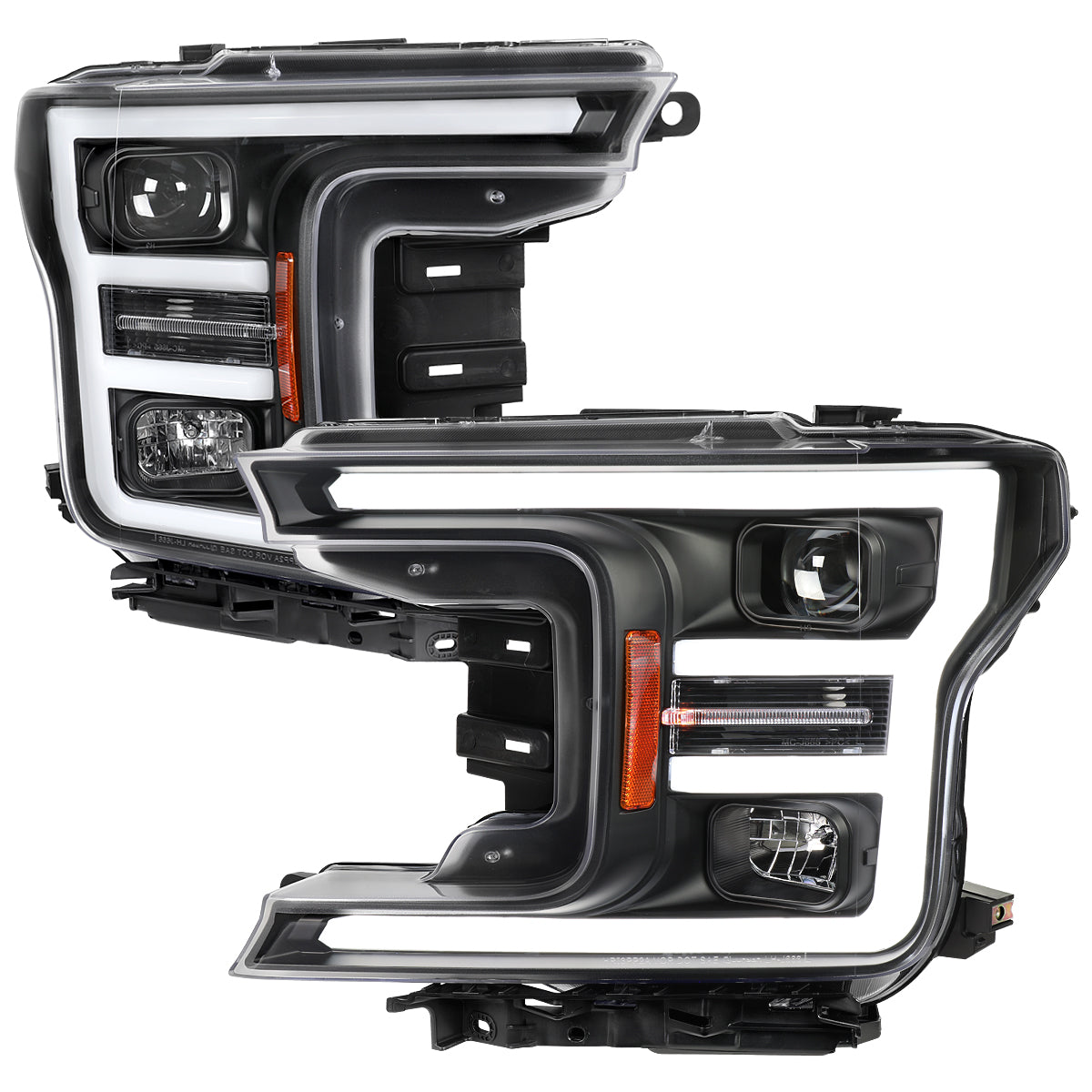 Spec-D 18-20 Ford F-150 LED Projector Headlights Black