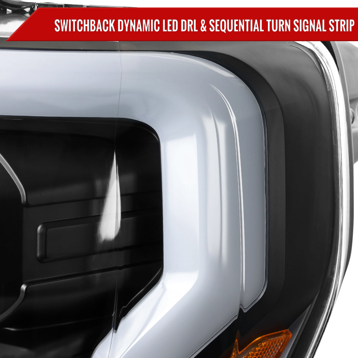 Spec-D 21-25 Ford F-150 Projector Headlights SEQ LED Bar Black