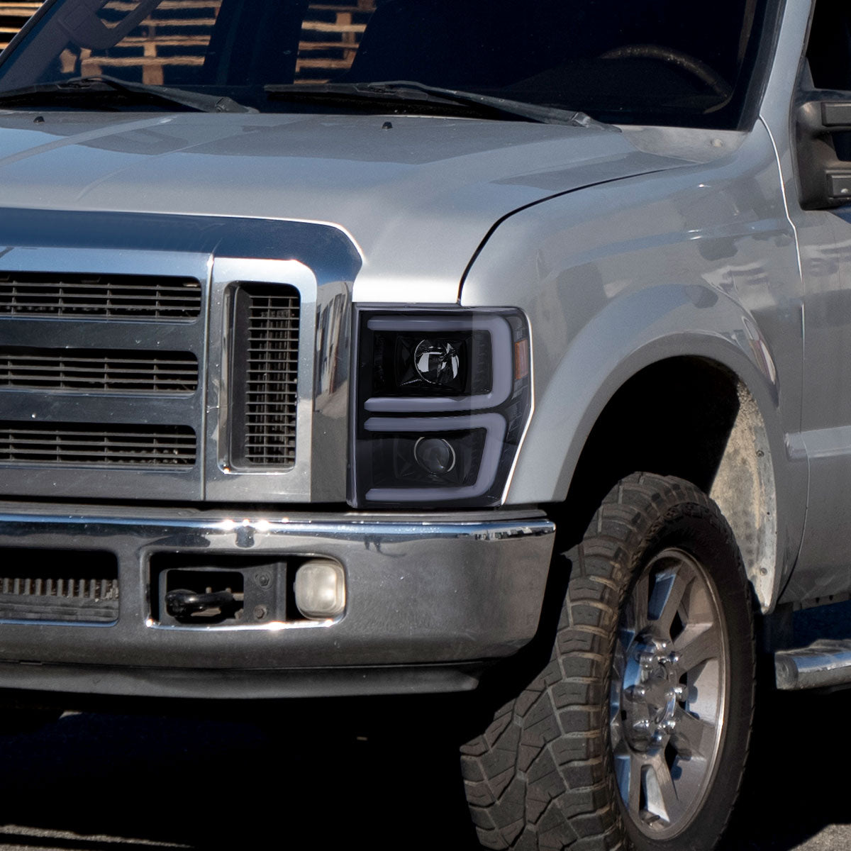 Spec-D 08-10 F250/F350/F450/F550 Sequential Headlights Black/Smoked