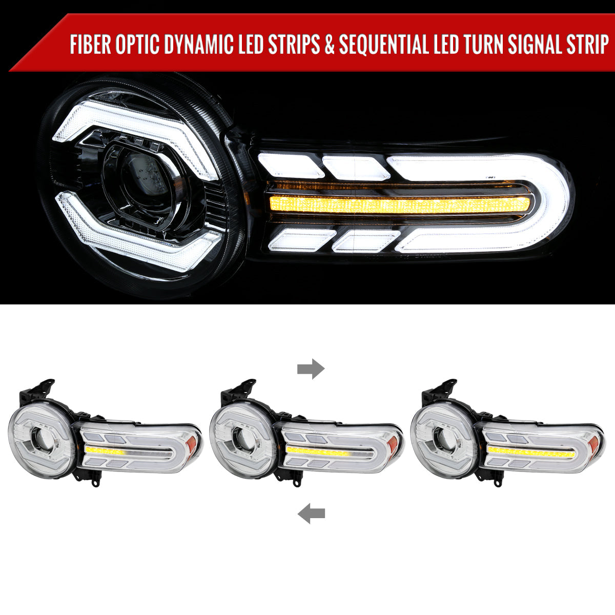 Spec-D 07-14 FJ Cruiser Headlights Sequential Signals Chrome