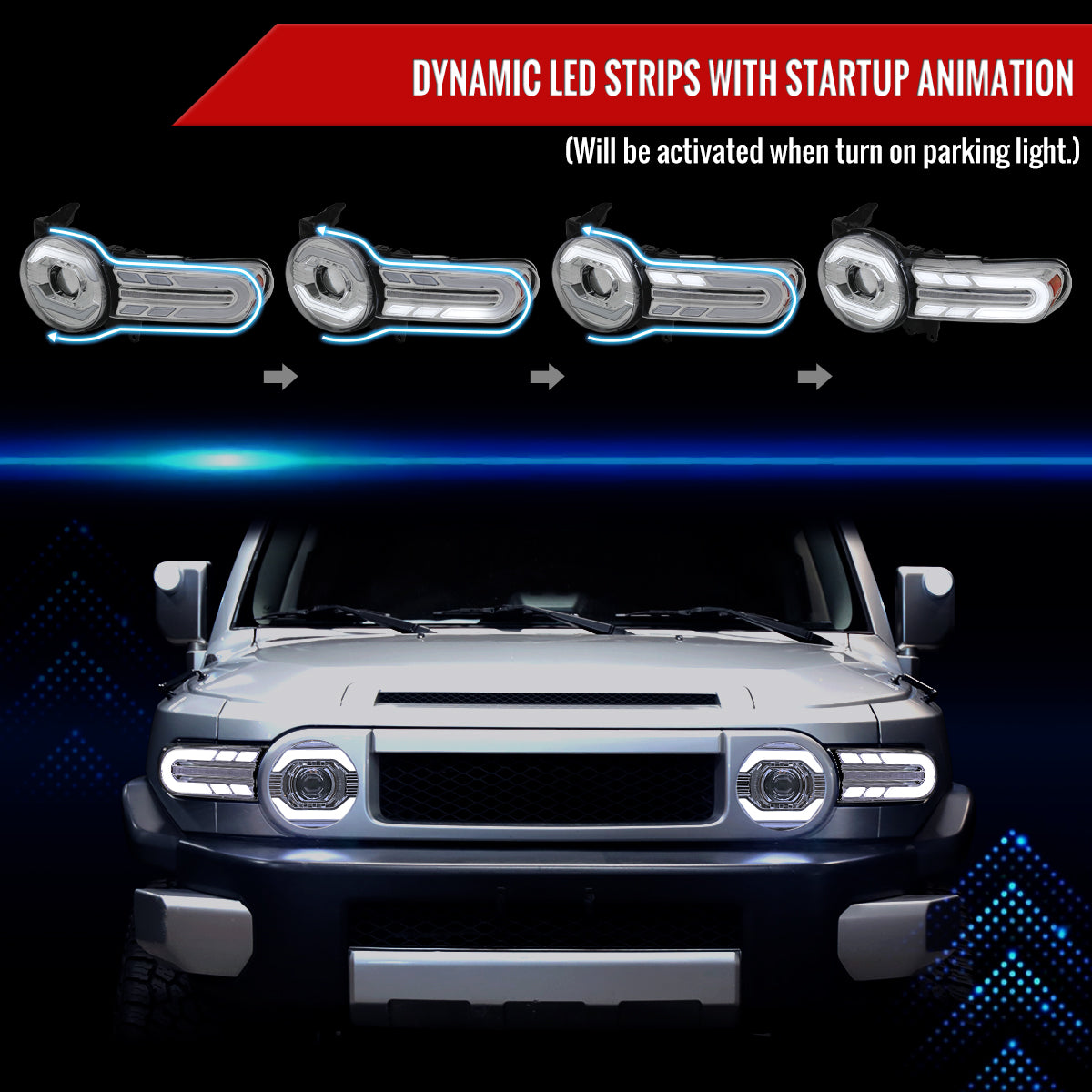 Spec-D 07-14 FJ Cruiser Headlights Sequential Signals Chrome
