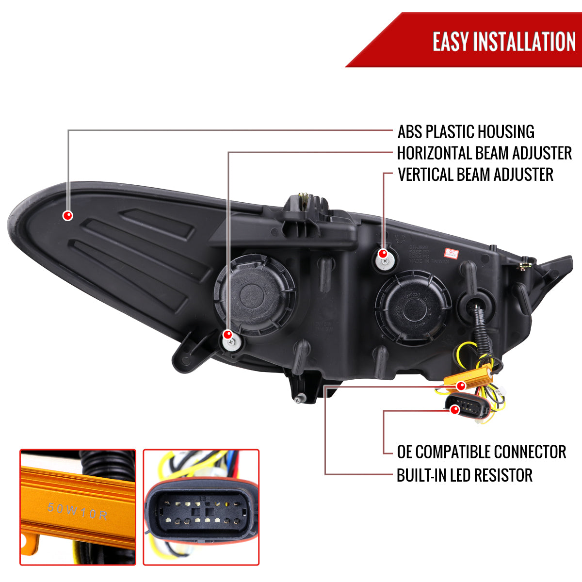 Spec-D 13-16 Ford Fusion Headlights Switchback Sequential Jet Black