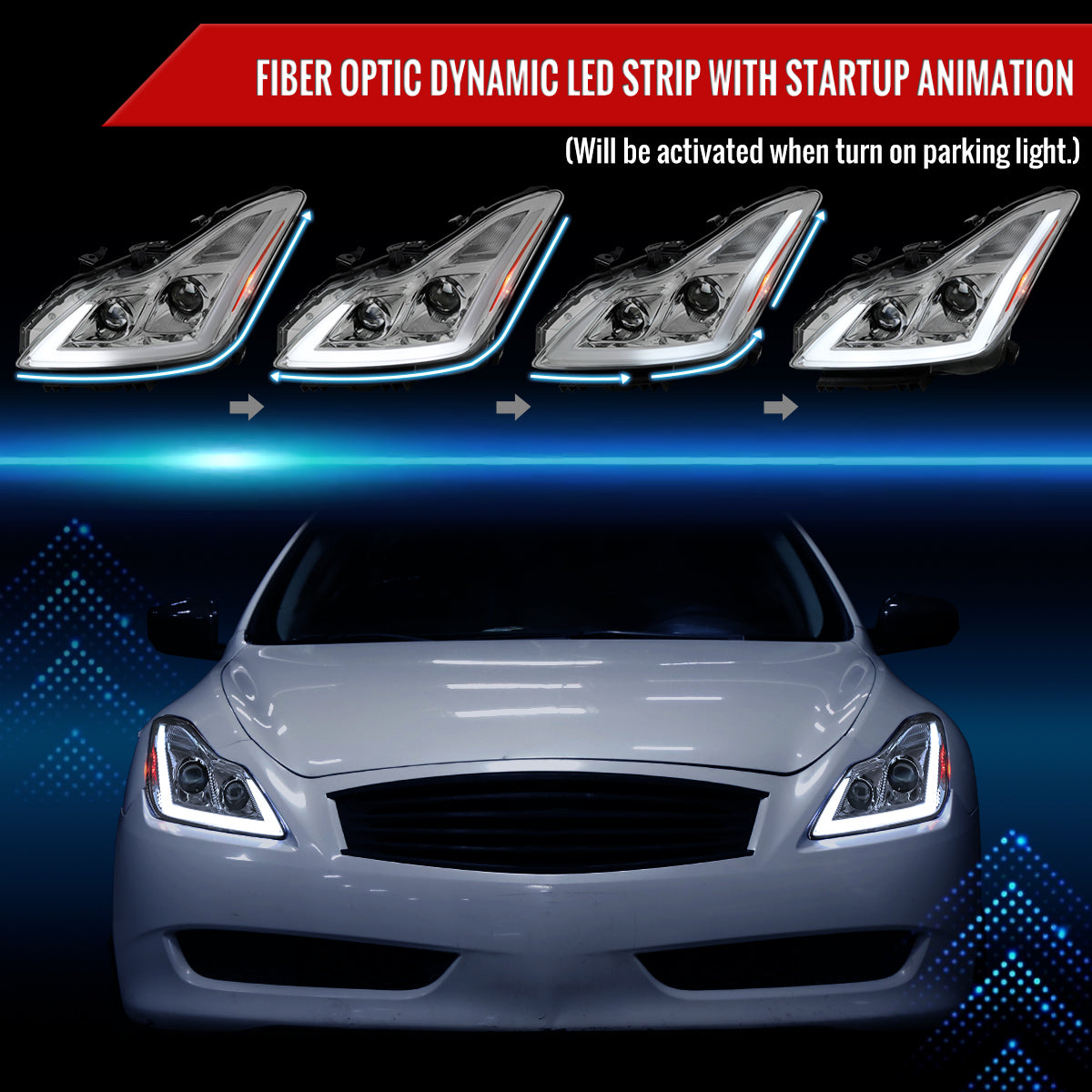 Spec-D 08-13 G37/14-15 Q60 2DR Sequential Headlights Chrome